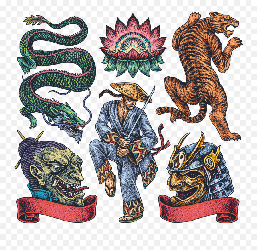 Download Tattoo Artist Character - Japan Dragon Art Vector Emoji,Japanese Dragon Png