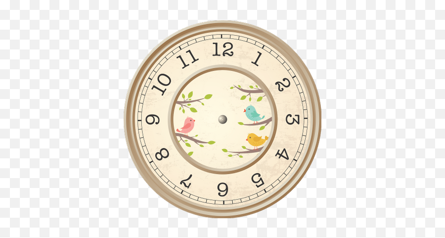 Download Hd Beige Clock Birds Decoration - Free Clock Face Emoji,Clock Face Png