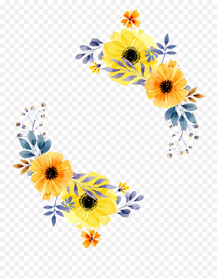 Flower Flower Clipart Border Png - Transparent Yellow Floral Border Emoji,Border Png