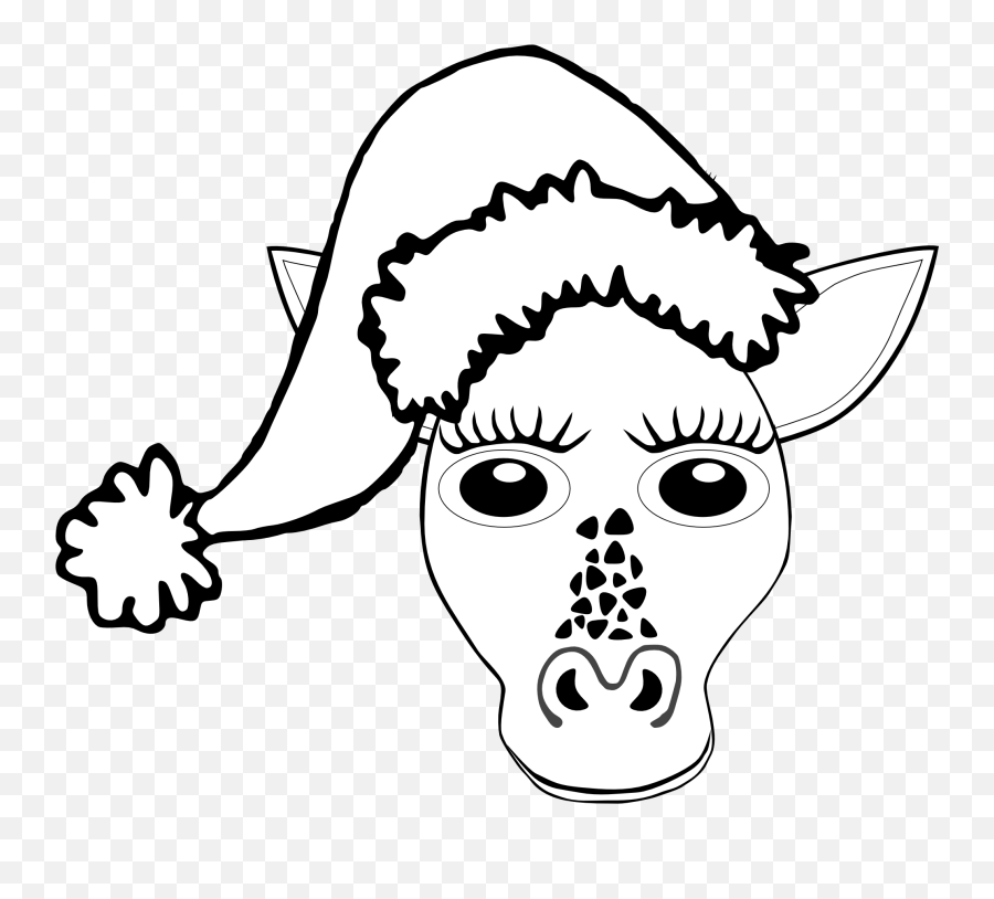 Animal In Christmas Hat In Graphic Representation - Christmas Bear Clip Art Black And White Emoji,Santa Hat Transparent Background