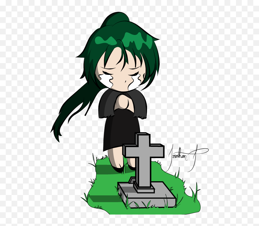 Crying Chibi Girl At A Gravestone By - Anime Girl Crying Crying Girl Chibi Emoji,Grave Clipart