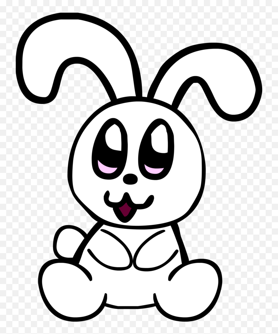 A Cute Bunny Rabbit By - Cute Black And White Rabbit Cartoon Emoji,Bunny Face Clipart