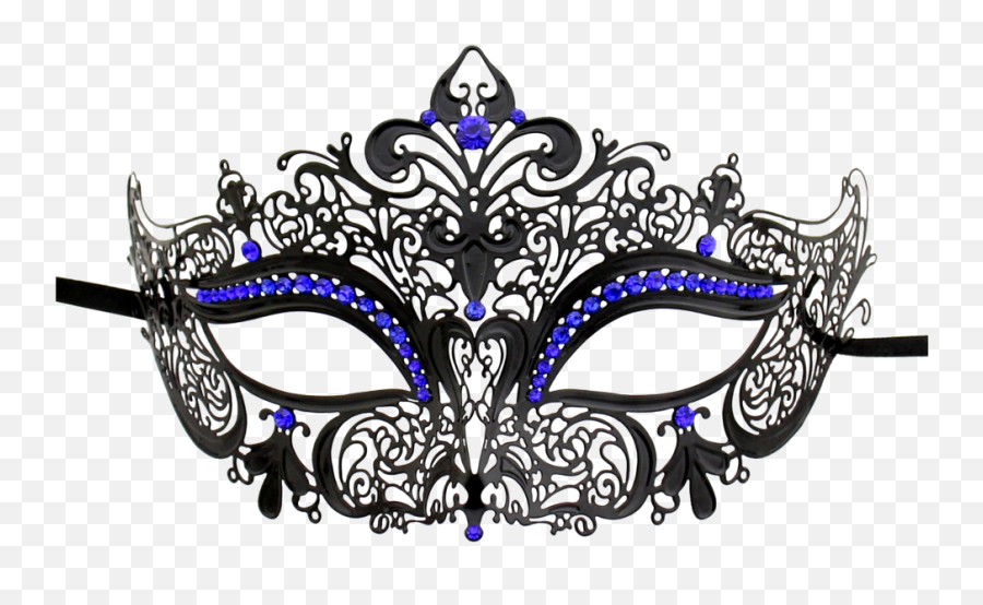 Black Series Womenu0027s Laser Cut Metal Venetian Masquerade Crown Mask - Blue Masquerade Mask Clipart Transparent Emoji,Masquerade Mask Transparent Background