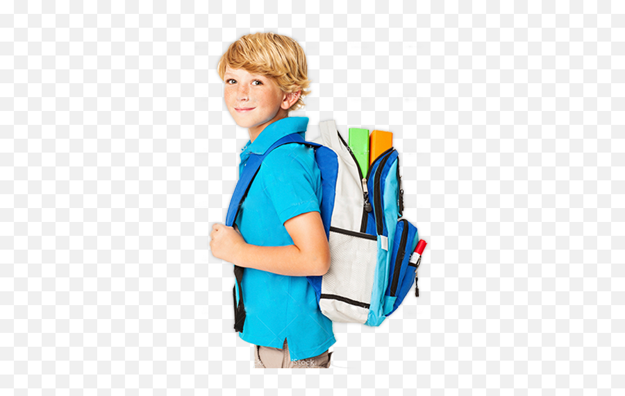 Download Boy With Bag - School Bag With Student Png Emoji,School Png