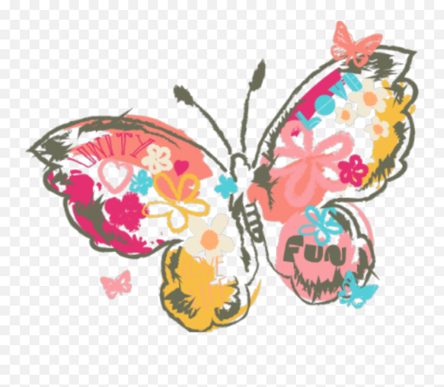 Ftestickers Clipart Butterfly Flowers Pink Colorful Emoji,Butterflies And Flowers Clipart