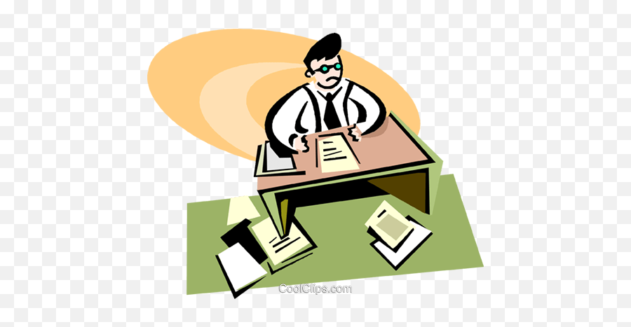 Man Sitting At His Desk Doing Paperwork Royalty Free Vector Emoji,Man Sitting Clipart