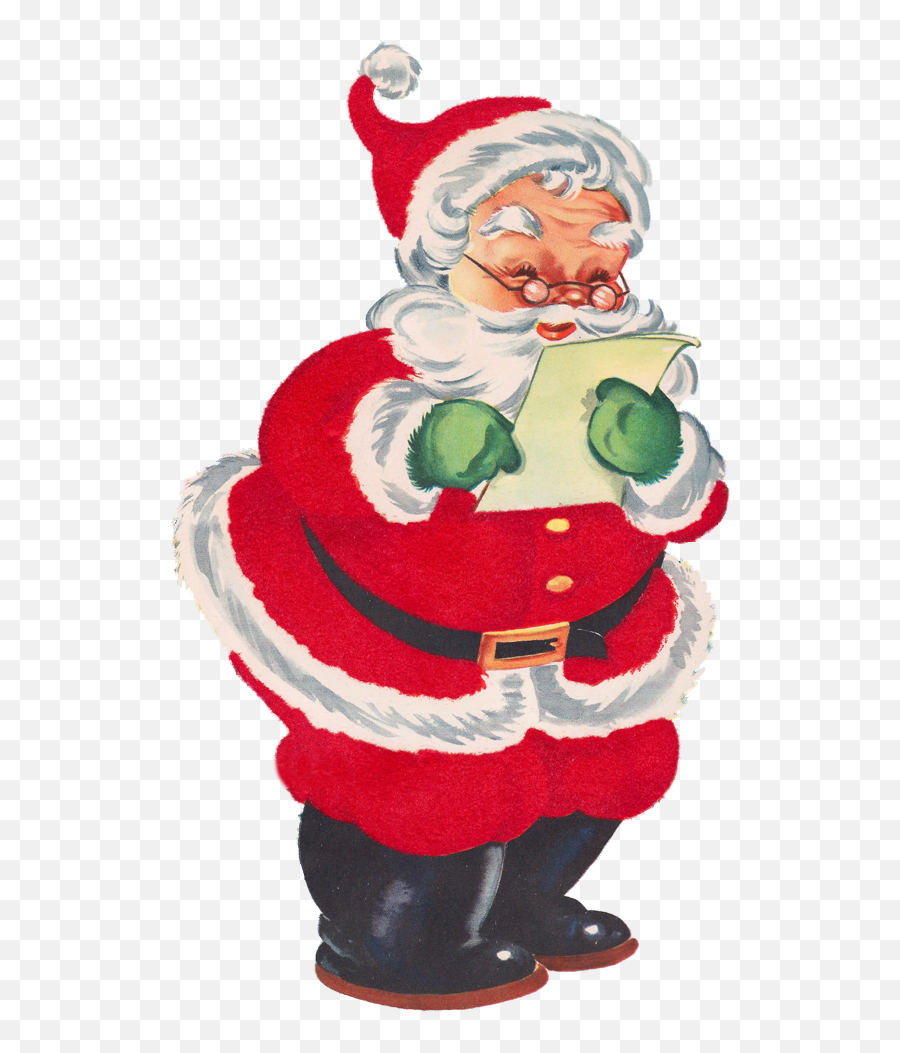 Download Father Clipart Retro - Santa Checking List Clipart Santa With Letter Clipart Emoji,List Clipart