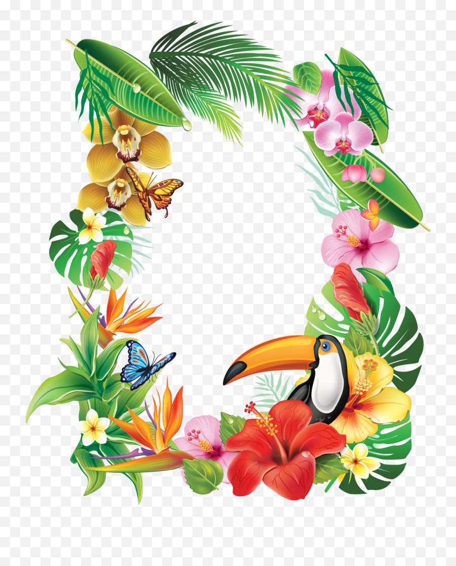 Frame Tropical Flower - Tropical Flower Frame Png Clipart Most Beautiful Background Designs Emoji,Tropical Png