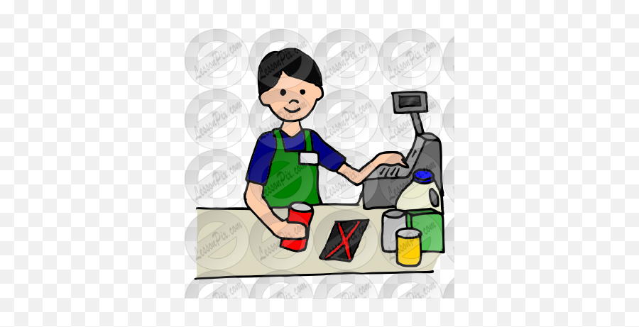 Cashier Picture For Classroom Therapy - Cashier Grocery Store Clipart Emoji,Community Helpers Clipart