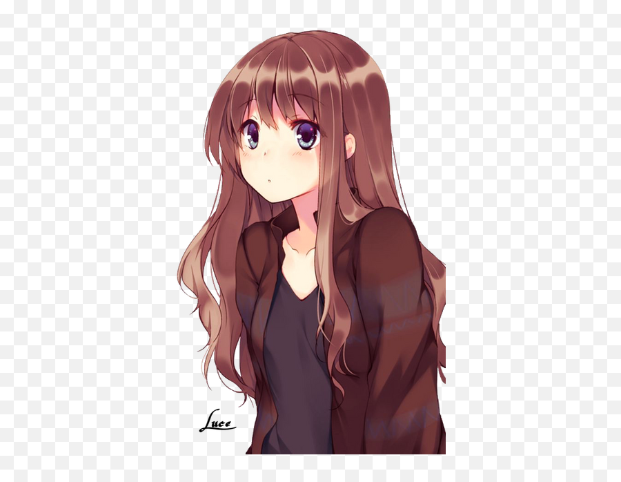 Download Hd Anime Girl With Brown Hair P 1891422 - Png Pretty Anime Girl Emoji,Girl Hair Png