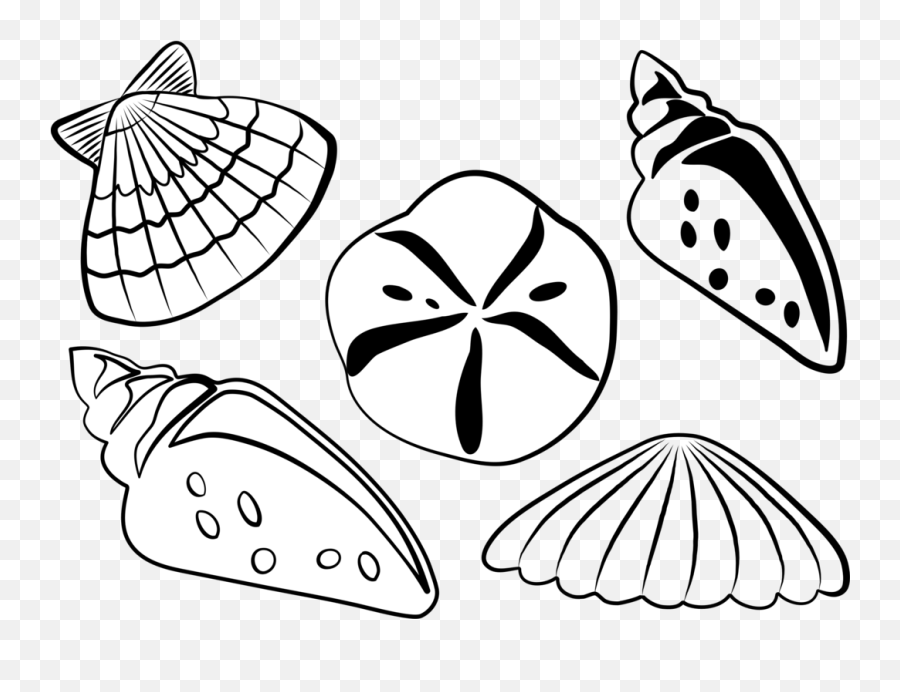 Sea Shells - Shells Black And White Clip Art Emoji,Seashell Clipart