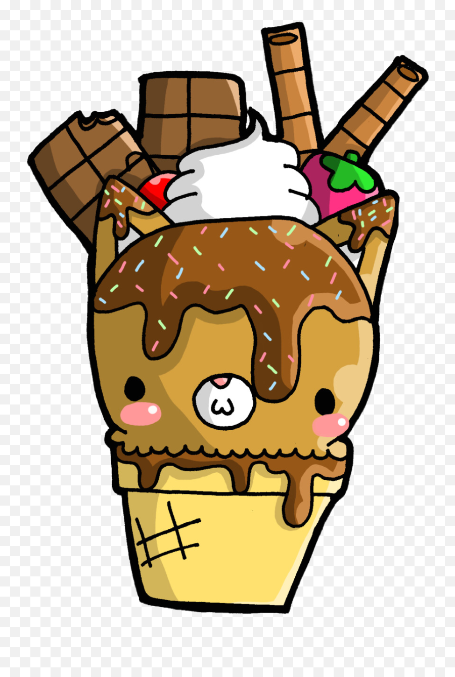 Cute Cartoon Ice Cream Clipart - Clip Art Cute Cartoon Ice Cream Emoji,Icecream Sundae Clipart