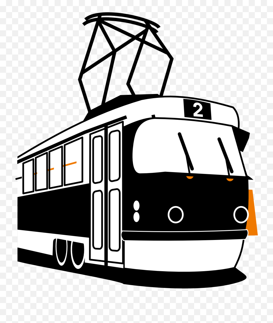 Black White Clipart Of Tram Free Image - Tram Png Emoji,Train Clipart Black And White