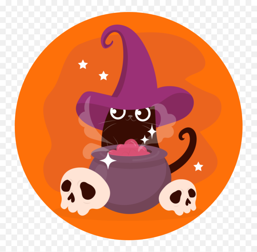 Cat Witch Hat Illustration Halloween Coaster - Tenstickers Emoji,Witch Hat Transparent Background