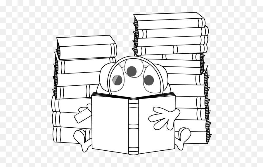 Black And White Three Eyed Monster Reading Clip Art - Black White Monster Books Clipart Emoji,Book Clipart Black And White