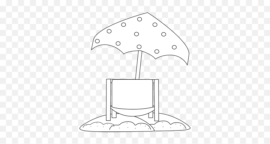 Black And White Beach Chair Under Umbrella Clip Art - Black Beach Clipart Black Background Emoji,Beach Umbrella Clipart