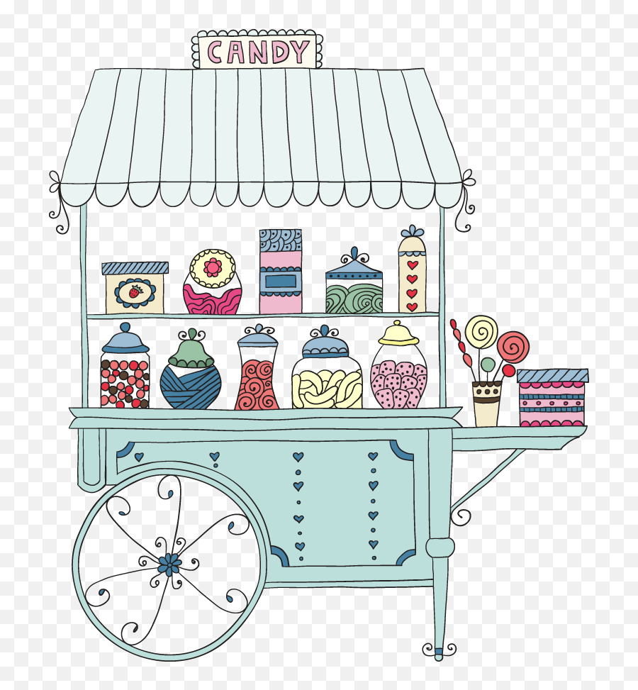 Candy Cart Clip Art Transparent - Transparent Candy Cart Clipart Emoji,Treats Clipart