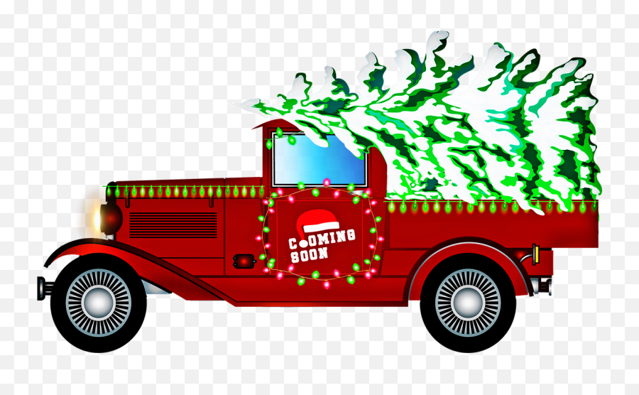 Christmas Retro Car Santa Claus Gifts Christmas Tree Public - Christmas Car Tree Png Emoji,Vintage Car Clipart