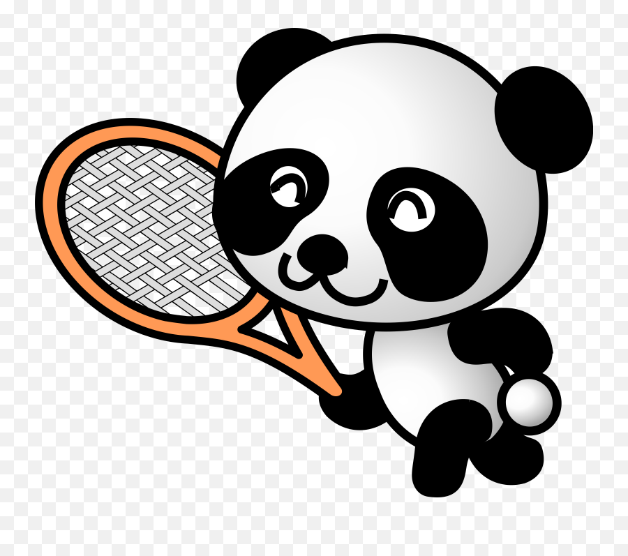 Free Tennis Tennis Ball Vectors - Cartoon Panda Playing Tennis Emoji,Tennis Racket Clipart