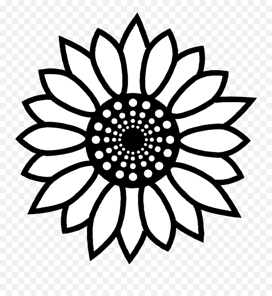 Mandala Clipart Sunflower Mandala - Simple Easy Summer Coloring Pages Emoji,Sunflower Clipart Black And White