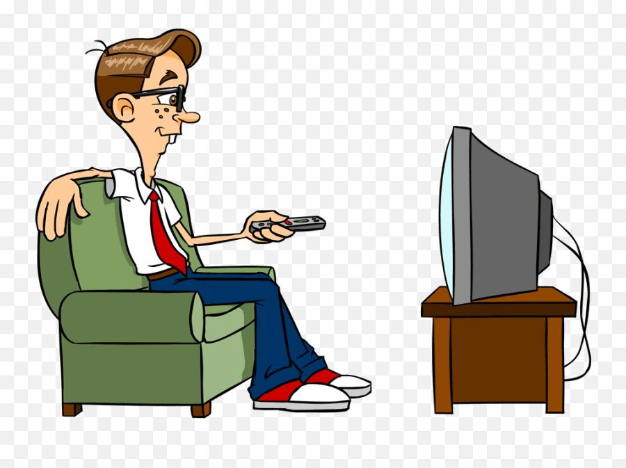 Nerd Watching Tv Cartoon Clipart - Full Size Clipart Nerd Watching Tv Cartoon Emoji,Watching Tv Clipart