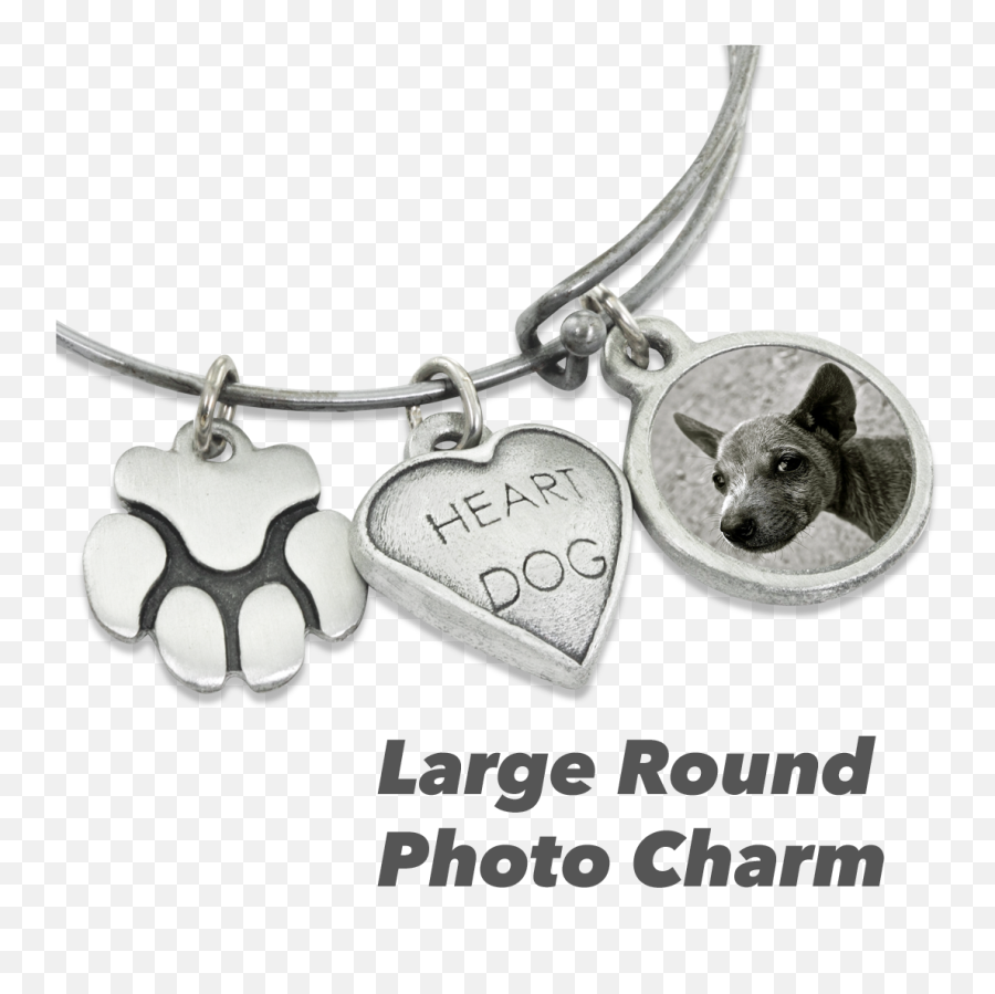 Heart Dog U0026 Paw Dog Charm Photo Wire Bangle Bracelet Sadie Photo Bracelet - Motorbeam Emoji,Dog Paw Print Png