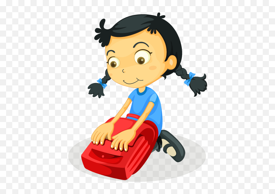Pack Up After Play Time Clipart - Girl Eating Breakfast Clipart Emoji,Play Time Clipart