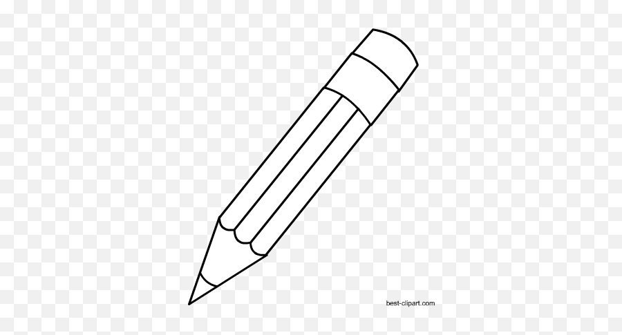 Black And White Pencil With Eraser Clip - Pencil Png White And Black Emoji,Eraser Clipart Black And White