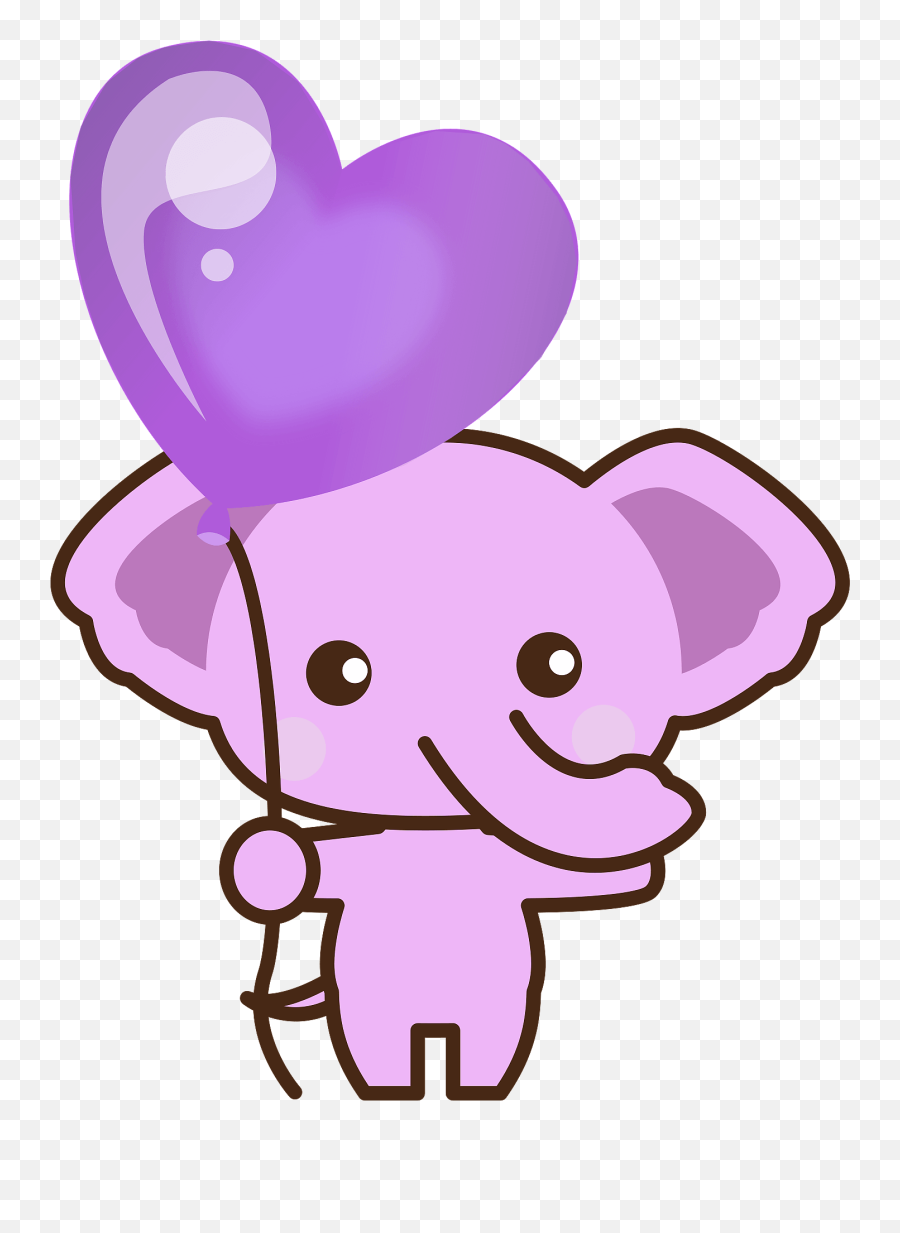 Pink Elephant With Heart Balloon Clipart Free Download Emoji,Pink Balloon Clipart