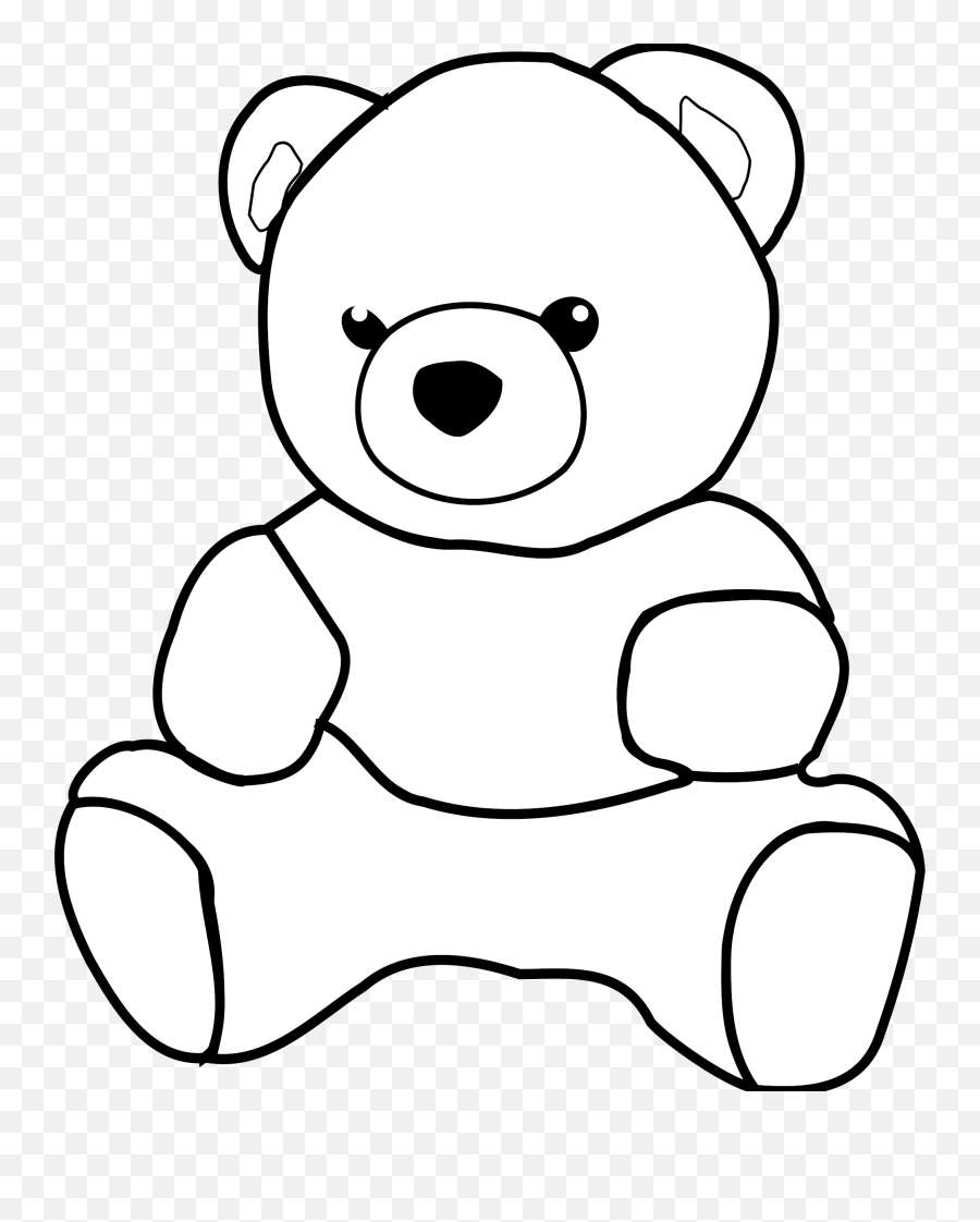 Free Teddy Bear Clipart Black And White - Teddy Bear Images Outline Emoji,Bear Clipart Black And White