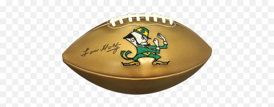 Lou Holtz Autographed Notre Dame Fighting Irish Gold Logo Football - Notre Dame Fighting Irish Emoji,Notre Dame Logo