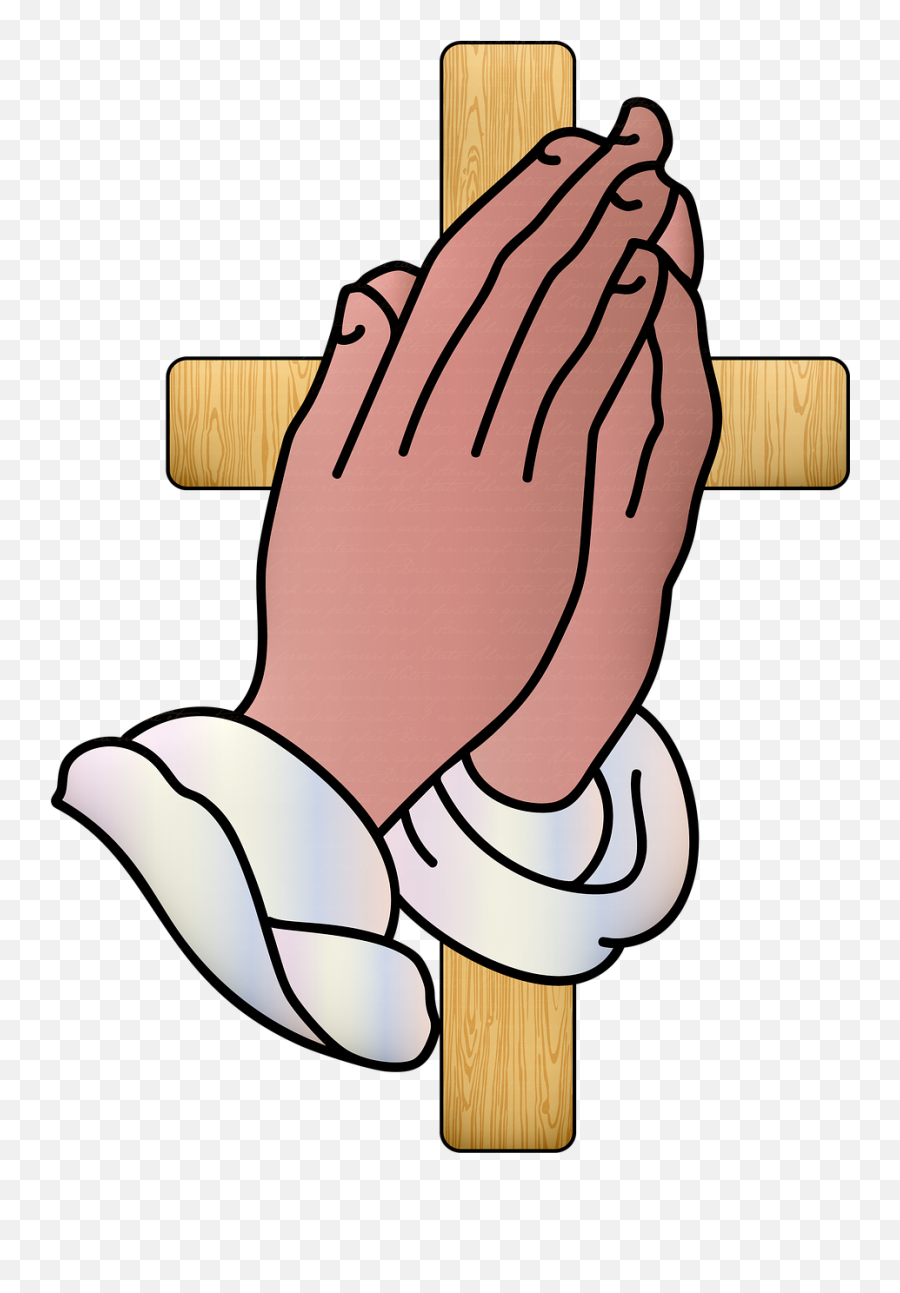Praying Hands Jesus Cross - Transparent Praying Hands With Cross Emoji,Prayer Hands Png