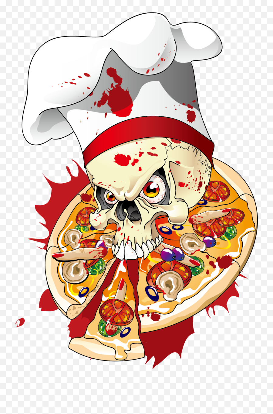 Download On Skull Illustration Delivery The Pizza Clipart - Clip Art Pizza Delivery Png Emoji,Pizza Clipart