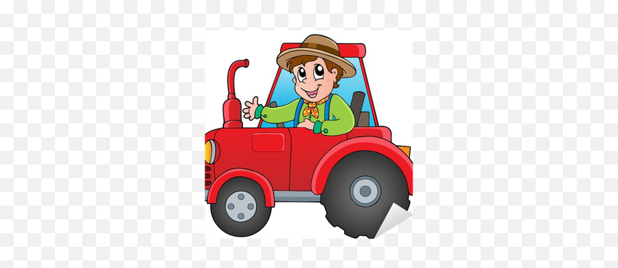 Cartoon Farmer Emoji,Farmer On Tractor Clipart