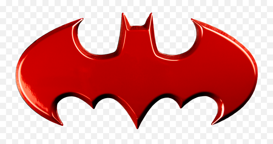Download Batman Logo Red Chrome Premium Fan Emblem By Fan - Red Hood Bat Logo Transparent Emoji,Batman Logo Png
