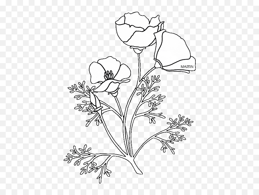 United States Clip Art - Draw The California Poppy Emoji,Poppy Flower Clipart