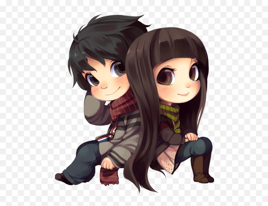 Free Chibi Anime Couple Transparent - Love Cute Anime Chibi Emoji,Anime Transparent Background