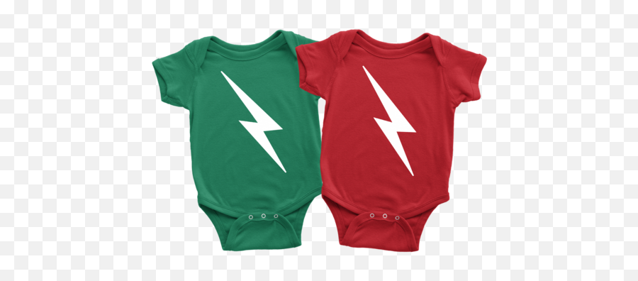 Twins Lightning Bolt Onesies - Green And Red Included Choose Your Size Short Sleeve Emoji,Green Lightning Png