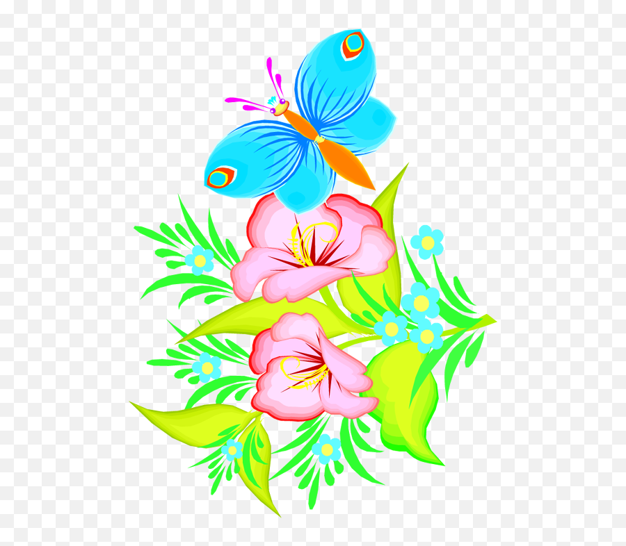 Butterfly And Flower Drawing - Clip Art Flowers And Emoji,Butterflies And Flowers Clipart