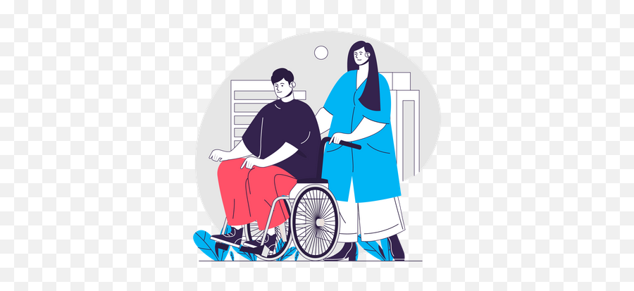 Best Premium Nurse Pushing Wheelchair With Disabled Person Emoji,Person In Wheelchair Png
