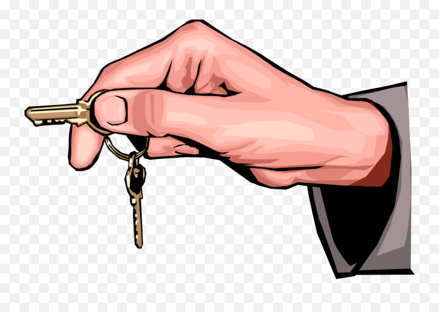 Hand Holding Keys Royalty Free Vector Clip Art Illustration - Key In Hand Cartoon Emoji,Key Clipart