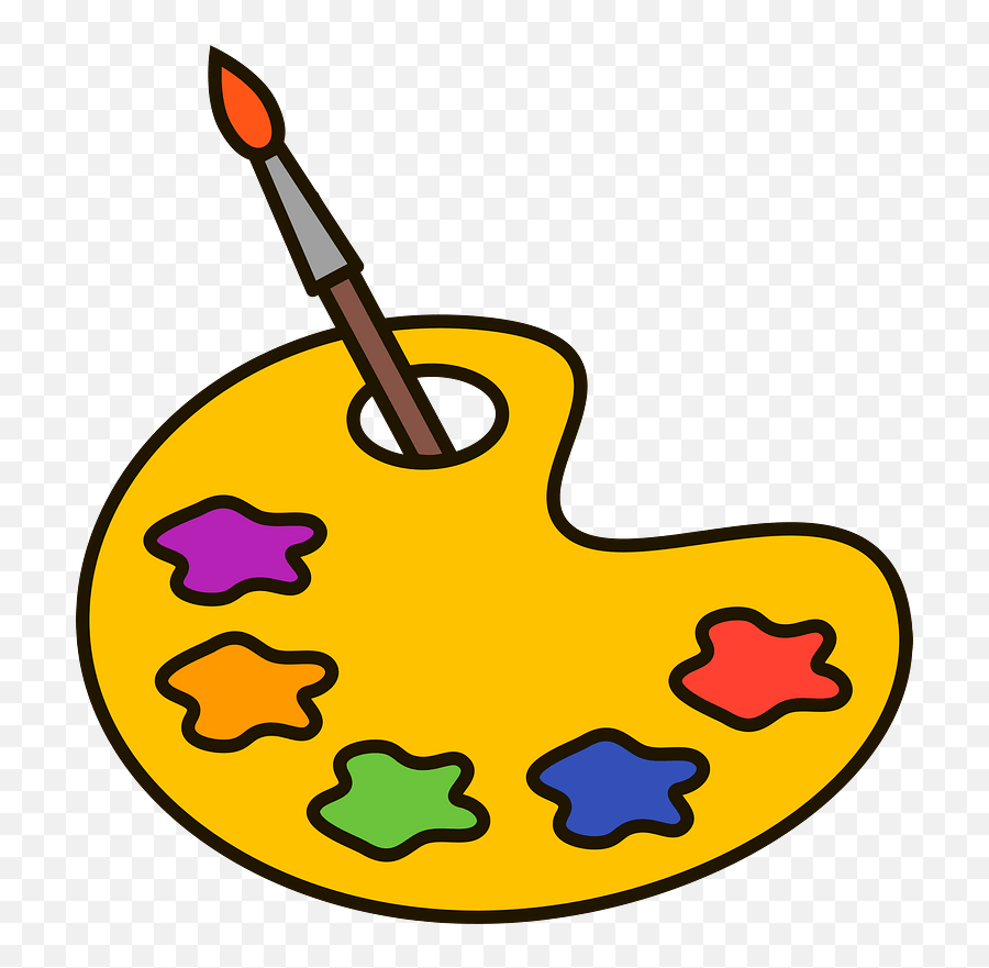 Paint Palette Clipart - Paint Palette And Brushes Clipart Emoji,Paint Pallette Clipart