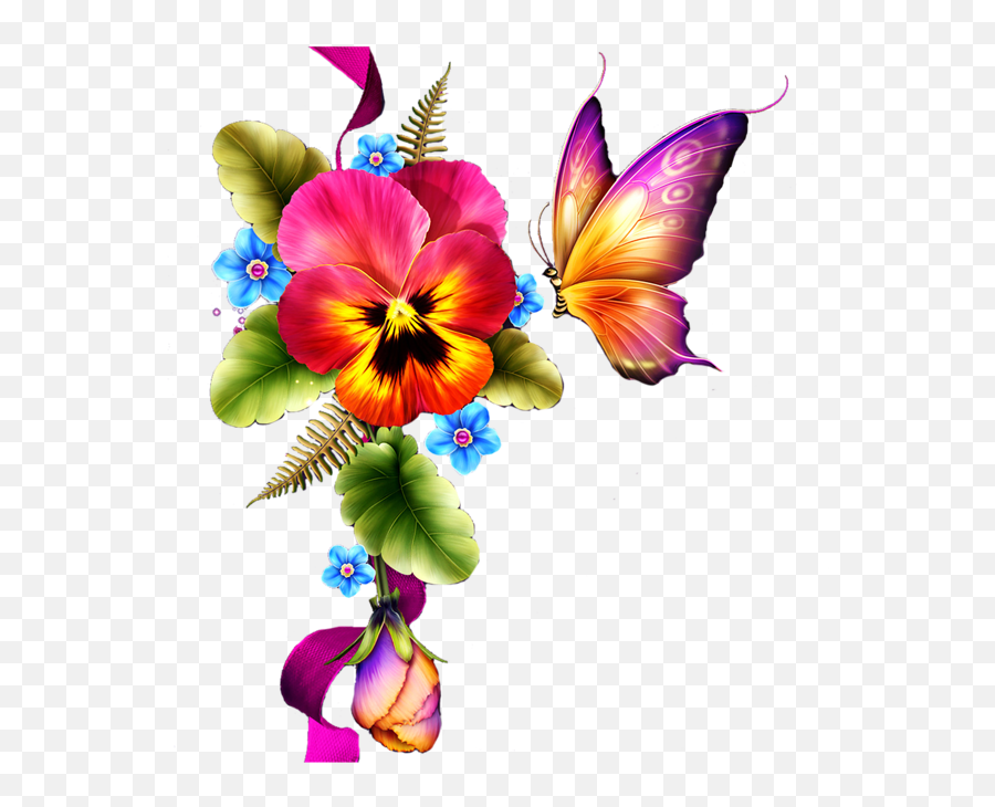 Clipart Butterfly With Flowers - Png Download Full Size Emoji,Butterflies And Flowers Clipart
