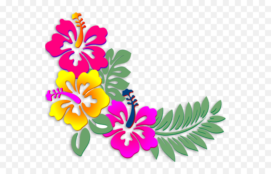 Download Hibiscus Clipart Coral - Flores Y Hojas Hawaianas Flores Y Hojas Hawaianas Emoji,Coral Clipart
