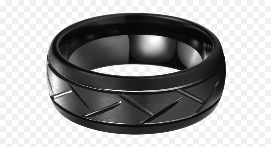 King Will Tyre Ring In Black With Central Interlaced Cuts - Solid Emoji,Interlaced Png