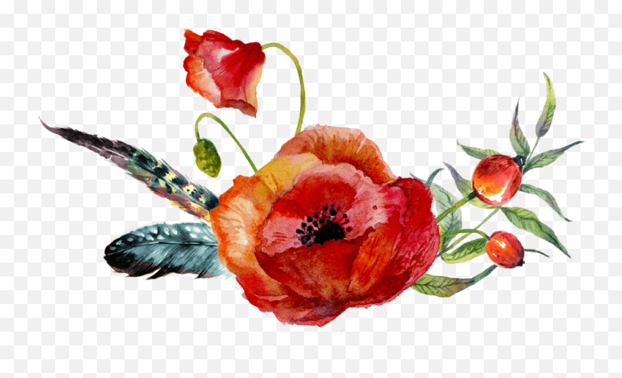 Poppy Flower Watercolor Png - Watercolor Painting Emoji,Poppy Flower Clipart