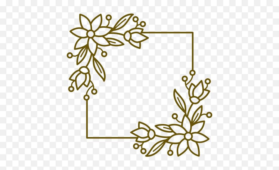 Square Frame Botanic Stroke - Quadrada Moldura Floral Png Emoji,Square Frame Png