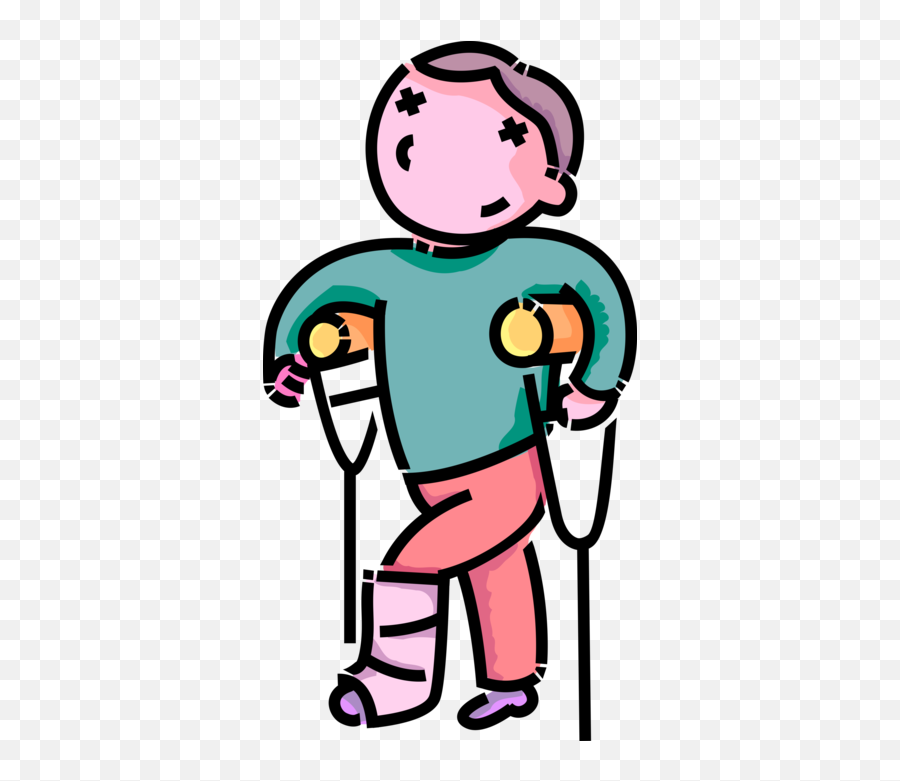 Boy Survives Accident With Broken Leg - Vector Image Emoji,Crutch Clipart