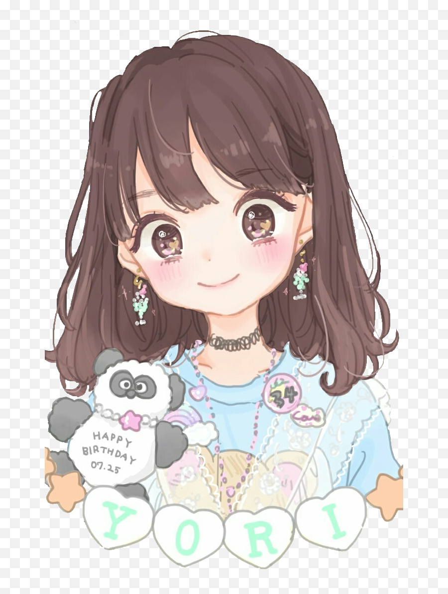 Panda Animegirl Girl Anime Cute Colorful Handpainted - Happy Cute Face Anime Emoji,Anime Face Transparent