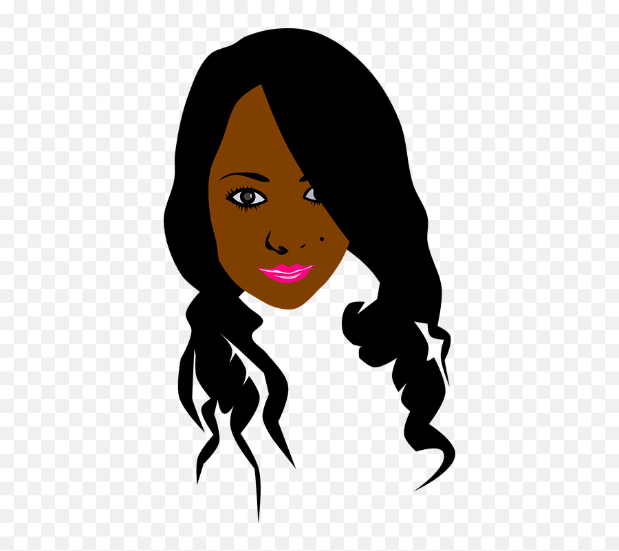 Girl Black Hair Face - Free Vector Graphic On Pixabay Blonde Hair Girl With Blue Eyes Animation Emoji,Girl Hair Png
